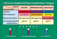 Таблица Окраска индикаторов в различных средах (винил) - «globural.ru» - Клин