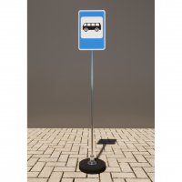 Знак дорожный "Место остановки автобуса" 5.16 типоразмер 40 на стойке с основанием 3кг - «globural.ru» - Клин