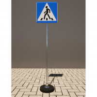 Знак дорожный "Пешеходный переход" 5.19.1 типоразмер 40 на стойке с основанием 3кг - «globural.ru» - Клин