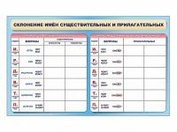 Фрагмент (демонстрационный) маркерный (двухсторонний) "Склонение имен существительных и прилагательных" - «globural.ru» - Клин