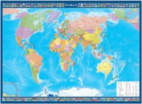 Настенная политическая карта мира с флагами на английском языке - «globural.ru» - Клин
