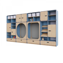 Детская стенка с местом для хранения и зонами отдыха из коллекции «НЕГА» (цвет голубой) - «globural.ru» - Клин