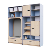 Детская стенка с местом для хранения и прямоугольной зоной отдыха из коллекции «НЕГА» (цвет голубой) - «globural.ru» - Клин