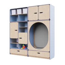 Детская стенка с местом для хранения и овальной зоной отдыха из коллекции «НЕГА» (цвет голубой) - «globural.ru» - Клин