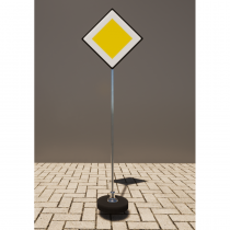 Знак дорожный "Главная дорога" 2.1 типоразмер 40 на стойке с основанием 3кг - «globural.ru» - Клин