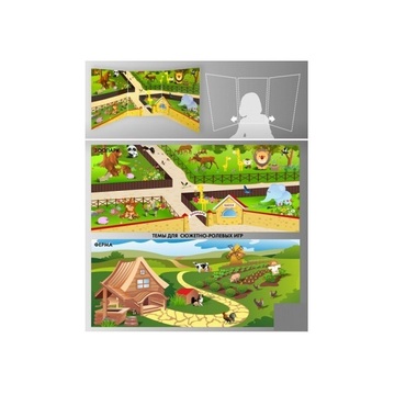 Стенд для сюжетно-ролевых игр 2-х сторонний (Зоопарк, ферма) - «globural.ru» - Клин