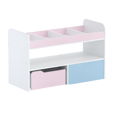 Стеллаж для пособий 1 (белый/зефир/прибрежный синий)  - «globural.ru» - Клин