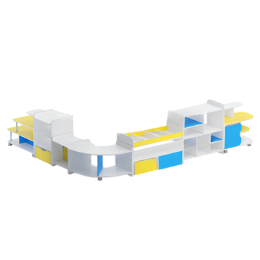 Набор стеллажей для пособий (белый/желтый/синий) - «globural.ru» - Клин