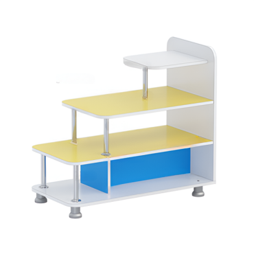 Стеллаж для пособий 4 (белый/желтый/синий)  - «globural.ru» - Клин