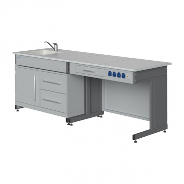 Стол демонстрационный (с раковиной, подводкой и отведением воды, сантехникой, электрическими розетками, автоматами аварийного отключения тока) - «globural.ru» - Клин